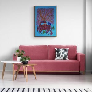 Deer playing with Birds Bhil Art