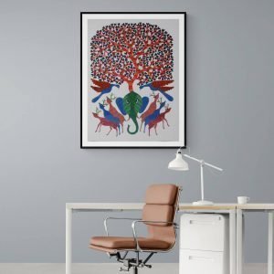 Elephant Deer and Birds Canvas Painting