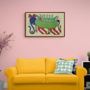 Elephant carrying water canvas painting