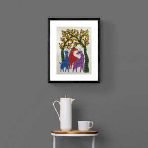 Family of Deer Paper Framed Painting