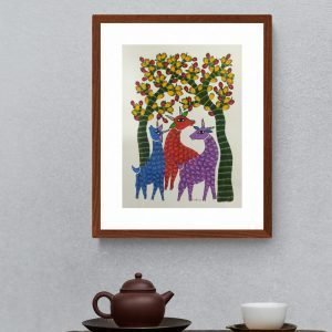 Family of Deer Paper Gond Painting
