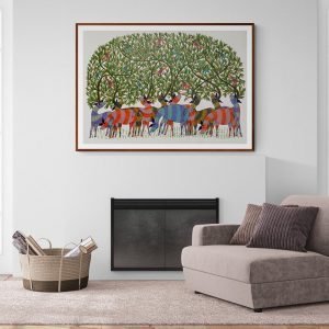 Grazing Deers Tribal Art