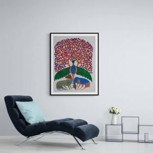 Green Parrot and wild animals wall art