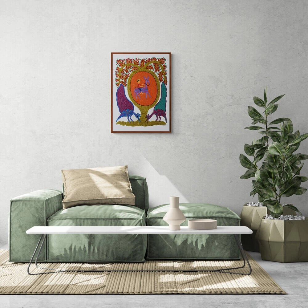 Horse rider in the wild Bhil Art
