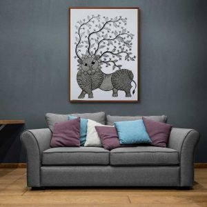 Lion in the forest tribal painting