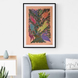 Peacock and Birds Bhil Painting