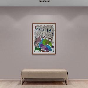 Peacock birds and Deer tribal painting