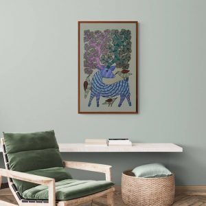 Playful Deer with Birds Tribal Painting