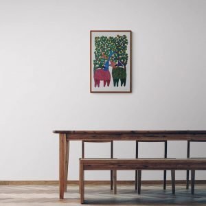Playful Elephants Acrylic Painting