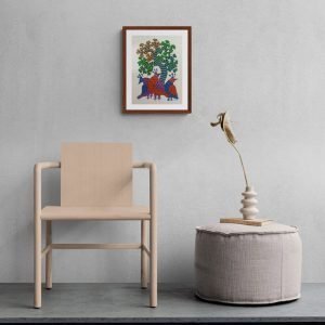 Three Colourful Birds Gond Painting