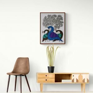 Three Peacocks Wall Painting