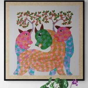 Three Wild Animals in Wild Tribal Painting
