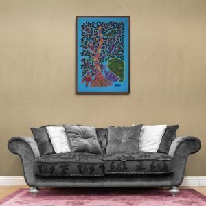 Tree of Life Peacock and Birds Bhil Painting