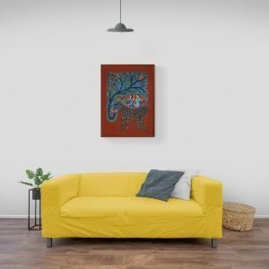 Tribes riding elephant bhil painting