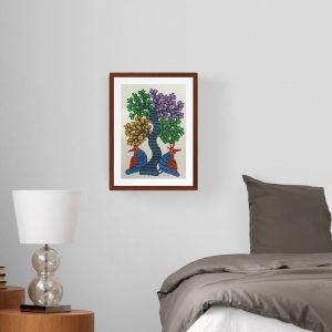 Two Birds Under a Tree Gond Painting