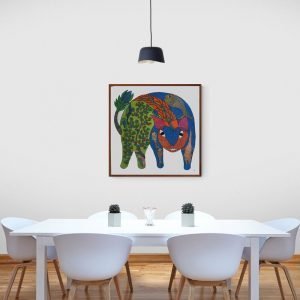 Wild Animals embed in nature acrylic painting