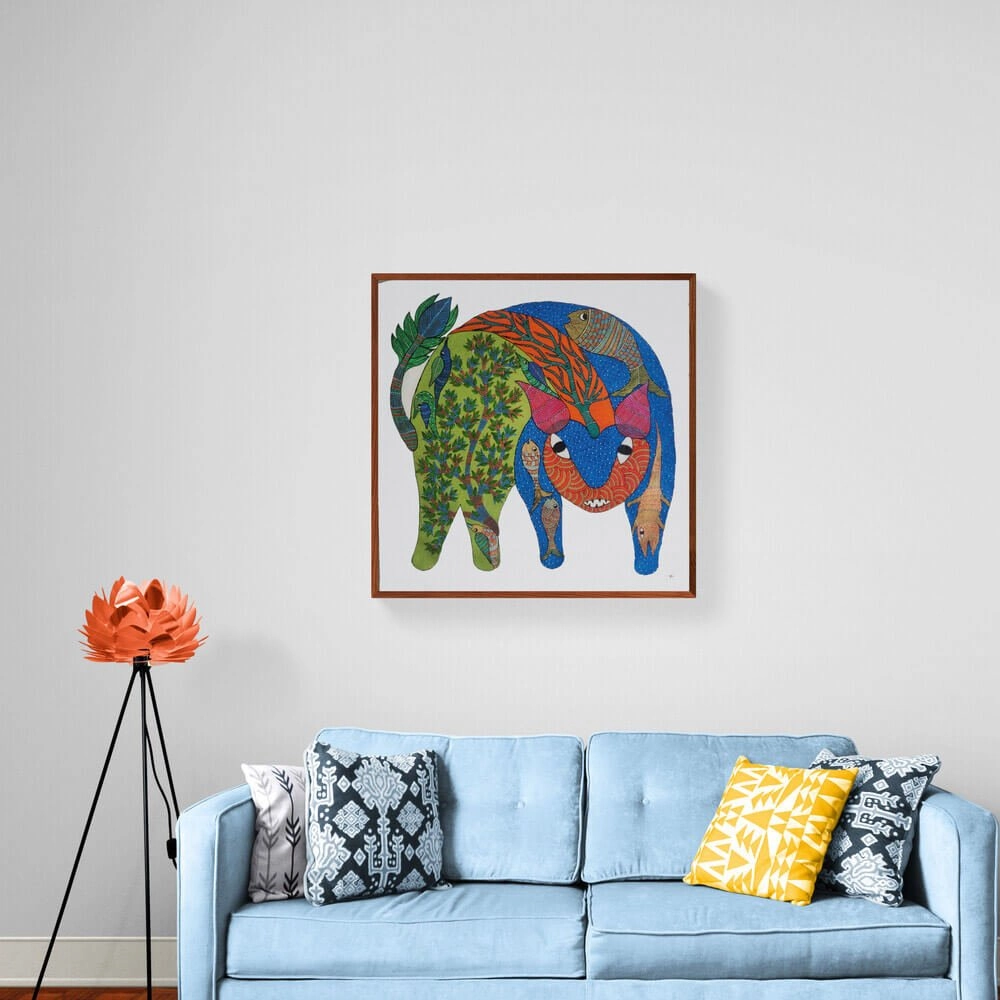 Wild Animals embed in nature tribal painting