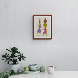 Women Carrying Water Paper Painting
