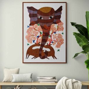 Elephant and Deer Gond Painting