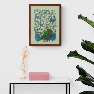Green and Blue Birds Canvas Painting