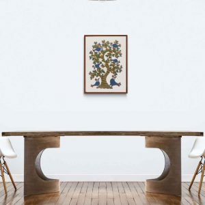 Group of Blue Birds Gond Painting