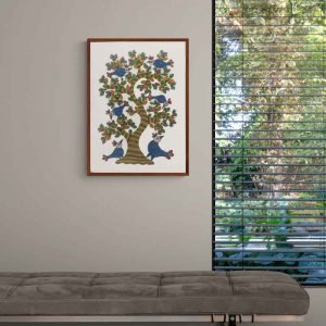 Group of Blue Birds Tribal Painting