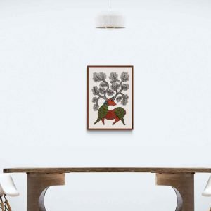 Orange and Green Deer tribal Painting