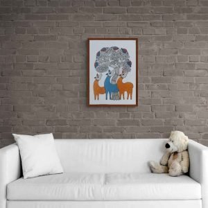 Orange and blue deer painting