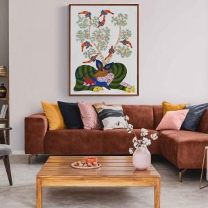 Resting Green Deer Gond Art
