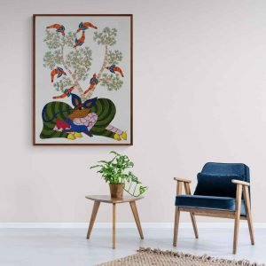 Resting Green Deer Gond Painting