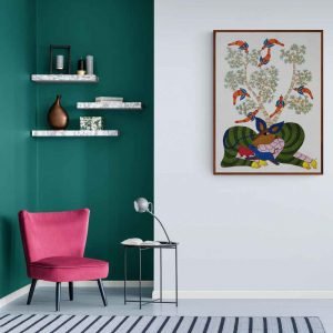 Resting Green Deer Tribal Painting