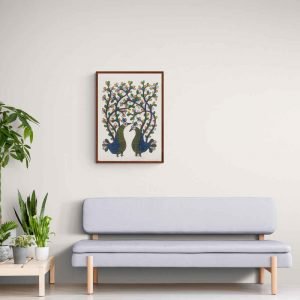 Two Birds embedded in nature Gond painting