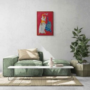 Dancing woman and birds gond Painting