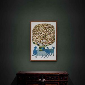 Group of Cows under a tree acrylic painting