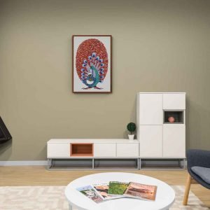 Peacock and chick canvas painting