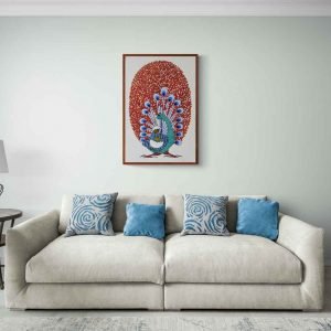 Peacock and chick tribal painting