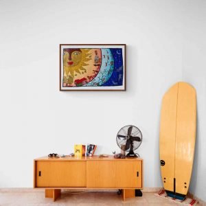Sun and various life forms tribal painting