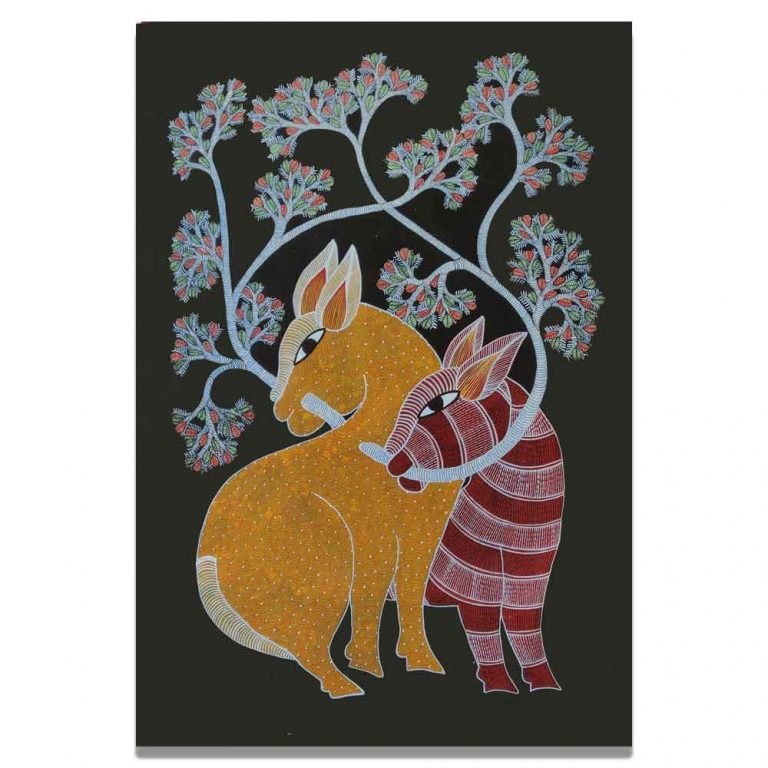 Two Rabbits - Gond Painting & Artwork - Tribal Art India