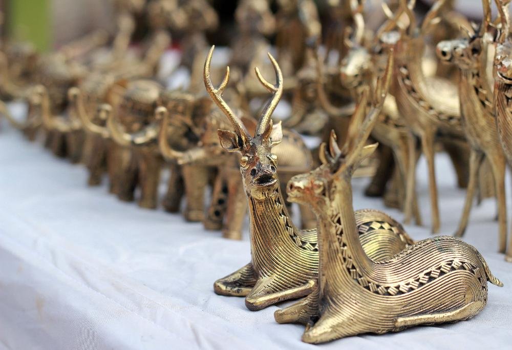 Dhokra bell-metal figurine made using traditional lost-wax casting, Chhattisgarh